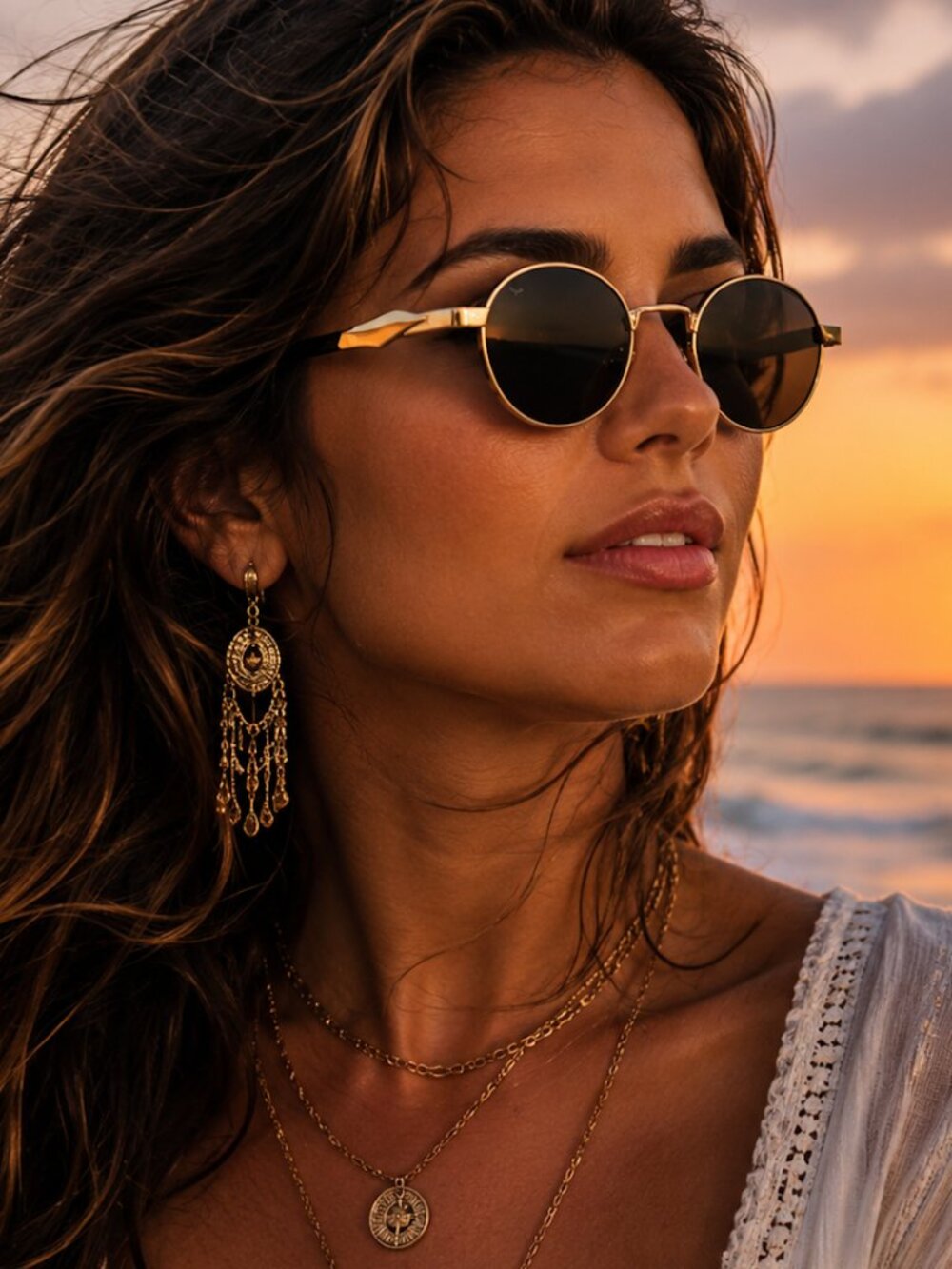 Oval Gold Metal Frame Sunglasses Black Gradient Lenses Retro Vintage Style Black